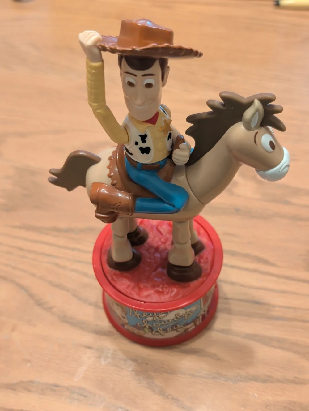 Vintage 1999 McDonald's Woody Cowboy Figure in Brown, Blue and Red